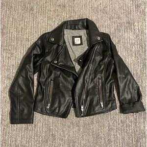 large childrens GAP leather jacket with gray inside